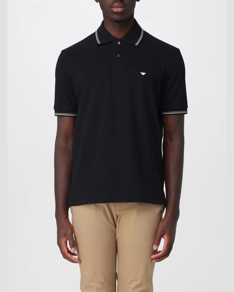 Emporio Armani Baumwoll-Polohemd mit Logo Schwarz