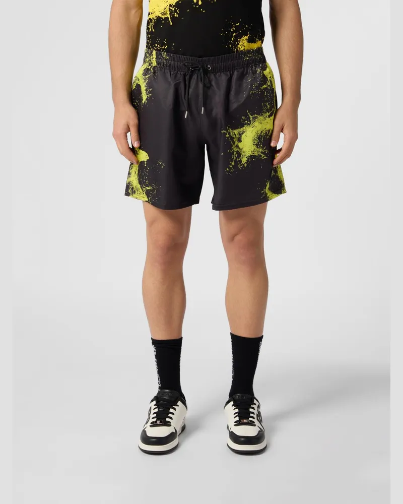 Philipp Plein Jogging-Shorts aus bedrucktem Funktionsgewebe Schwarz