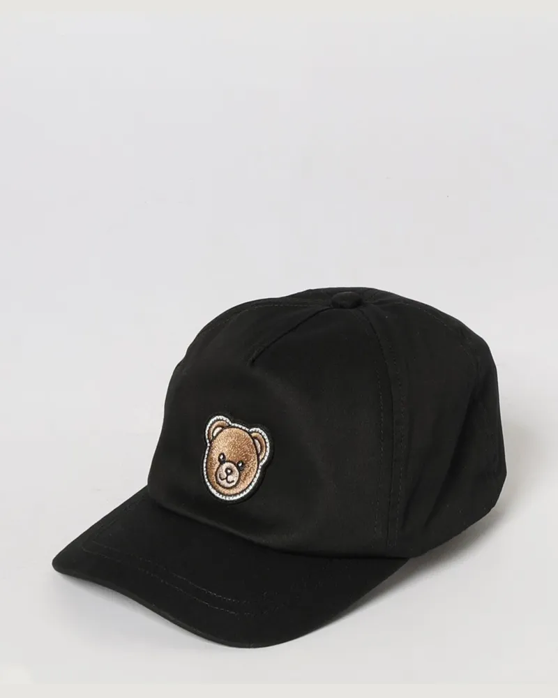 Moschino Kids Teddy Baumwollmütze mit Patch Schwarz