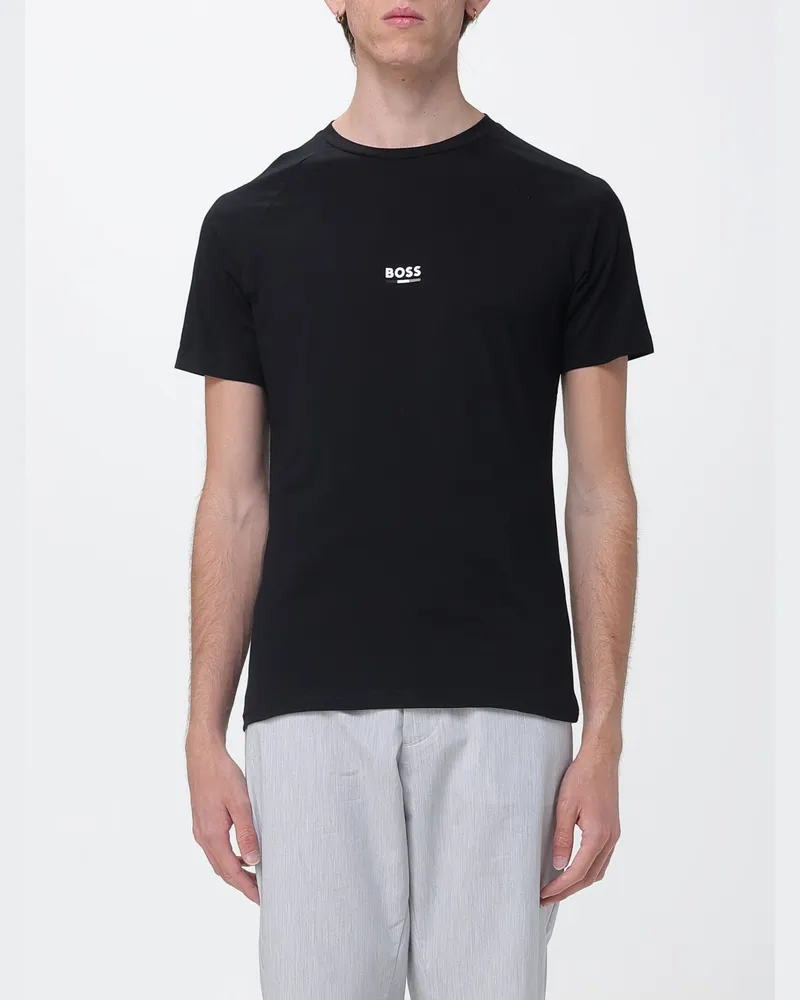 HUGO BOSS Baumwoll-T-Shirt mit Mini-Logo Schwarz