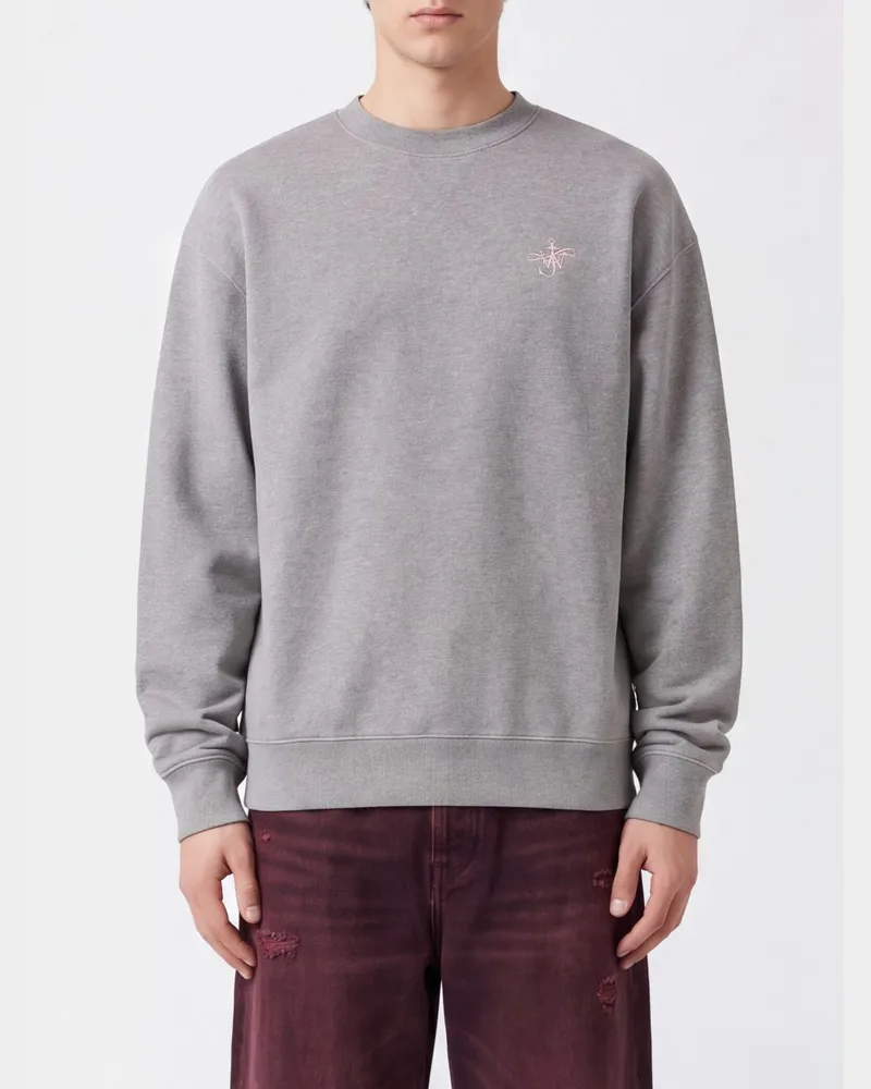 J.W.Anderson Baumwoll-Sweatshirt mit Rundhalsausschnitt von mit gesticktem Logo und überschnittenen Schultern Grau