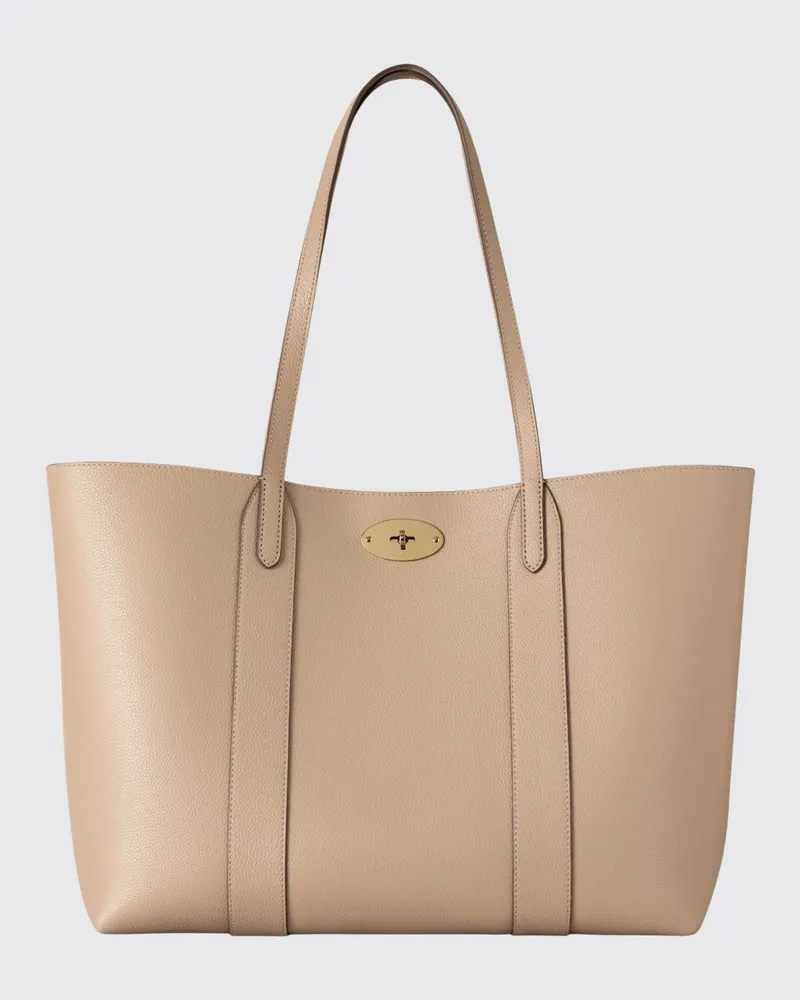 Mulberry Bayswater Kleine Tote aus genarbtem Kalbsleder mit doppeltem Henkel Beige