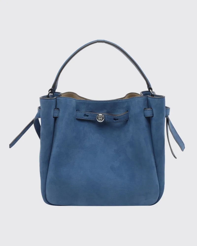 Tory Burch Romy Mini-Beuteltasche aus Nubukleder Blau