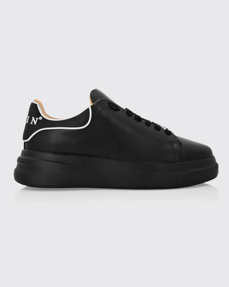 Philipp Plein Leder-Sneakers Schwarz