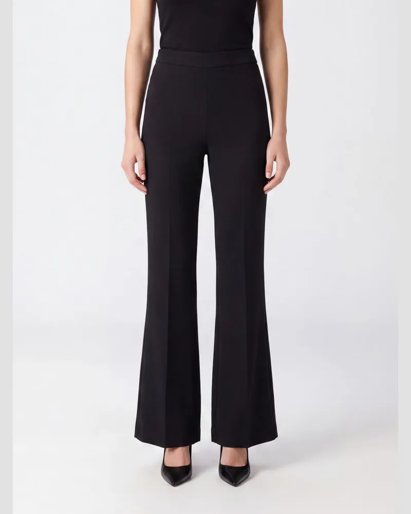 Twin-Set Ausgestellte Jersey-Hose mit hohem Bund und seitlichem Reißverschluss Schwarz