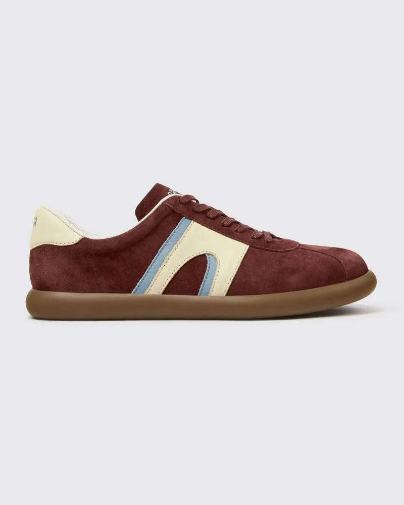 Camper Pelotas Soller Low-Top-Sneaker aus Glatt- und Wildleder mit Logo Burgunderrot