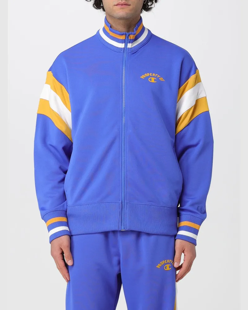 Champion Zweifarbig gestreifte Time Capsule Trainingsjacke aus Acetat mit Stehkragen Blau