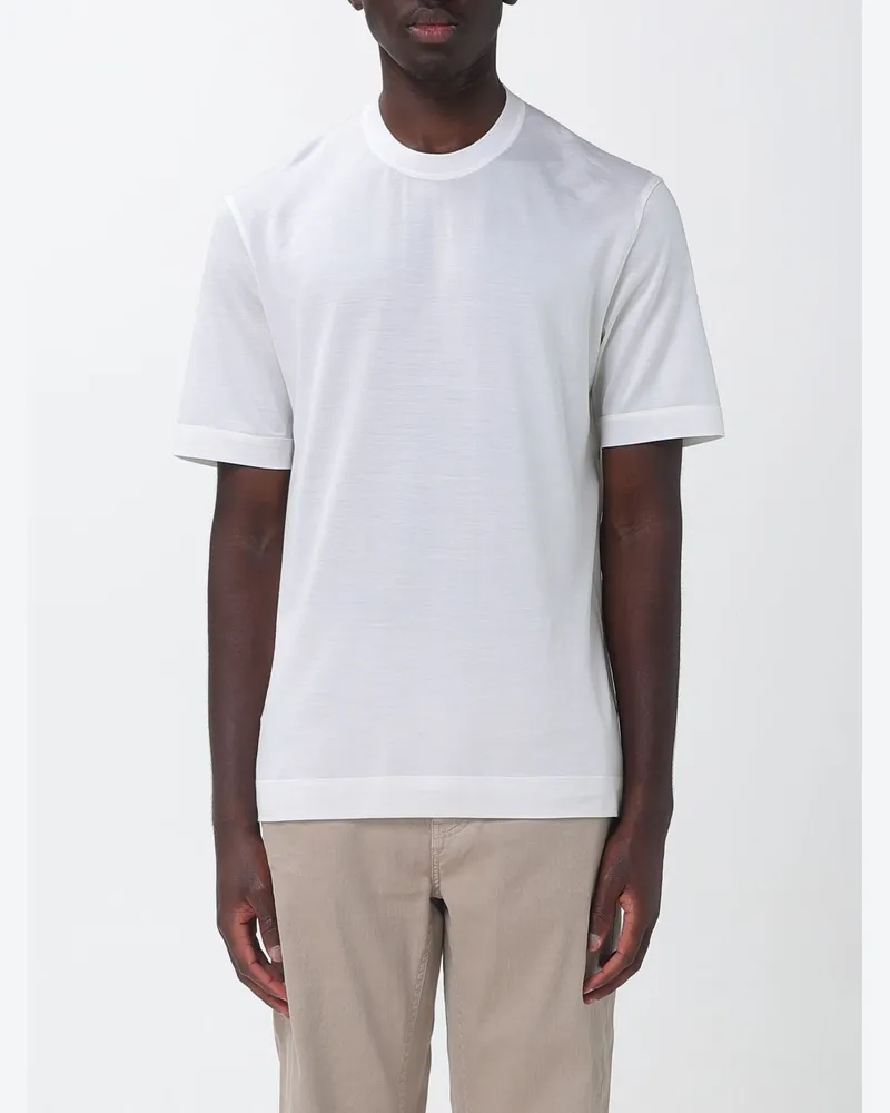 Ermenegildo Zegna T-Shirt aus Baumwolle und Seide Weiß