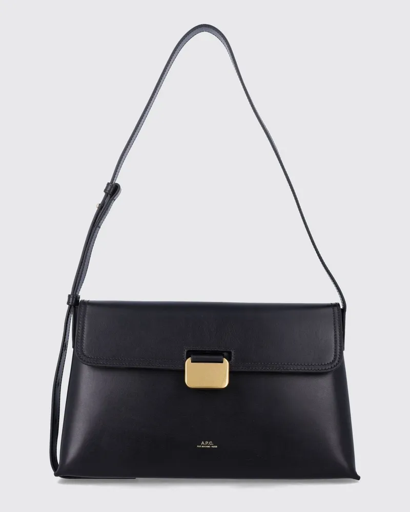 A.P.C. Simone Schultertasche aus glattem Rindsleder mit verstellbarem Riemen Schwarz