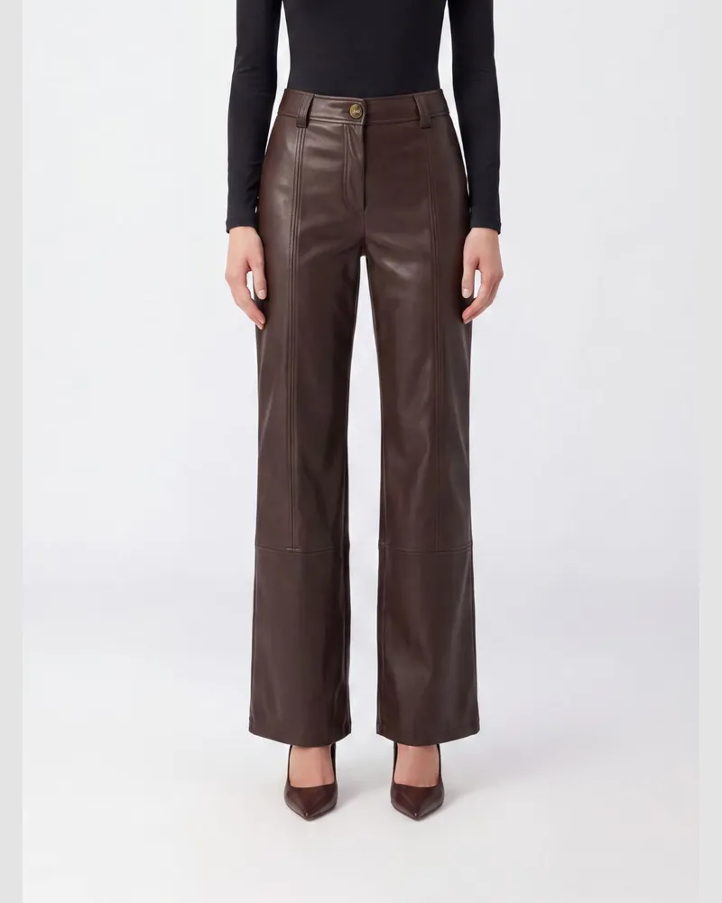 Liu Jo High-Waist Schlaghose aus Kunstleder Braun