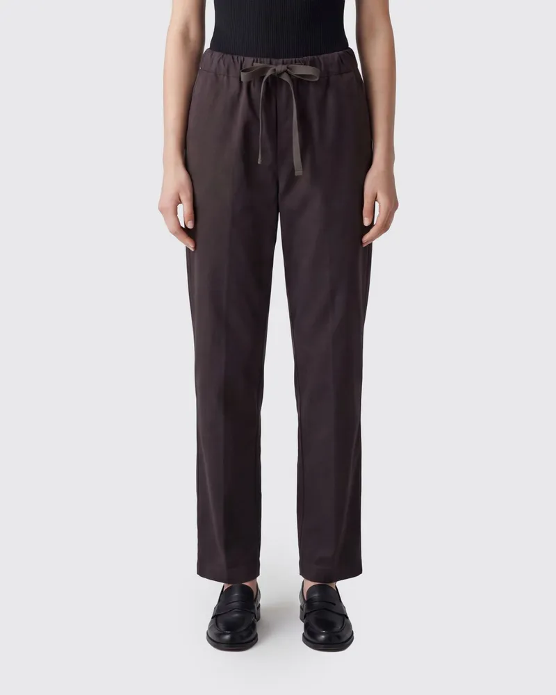 Semicouture Slim-Fit-Hose aus Baumwolle mit mittelhohem Kordelzugbund Braun