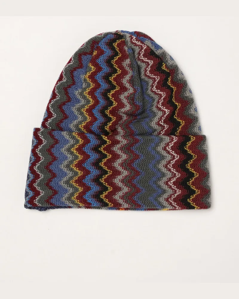 Missoni Beanie-Mütze aus Wollmischung mit mehrfarbigem Zickzackmuster Bunt