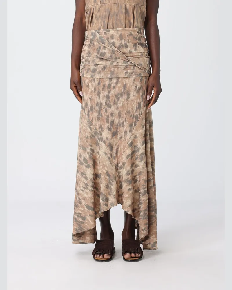 Ganni Camouflage-Rock aus recyceltem Polyester Beige