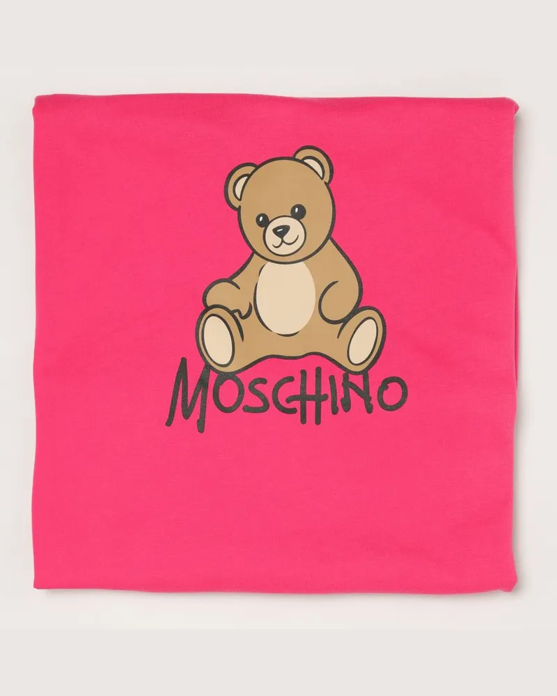 Moschino Babydecke aus Baumwolle mit Logo-Print Fuchsia