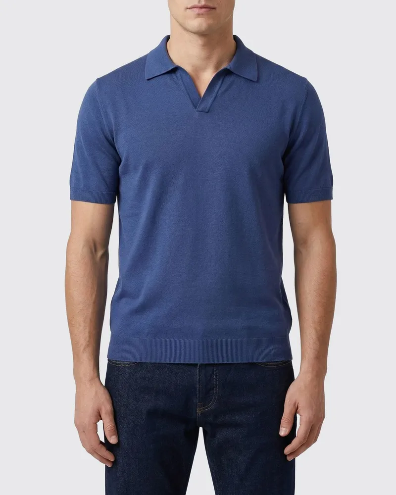 Tagliatore Baumwoll-Strickpolo Hellblau