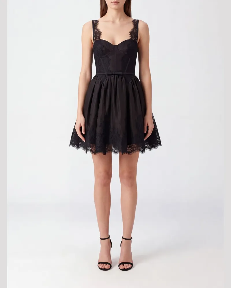 Zimmermann Schulterfreies Bustier-Minikleid aus Leinen und Seide Schwarz