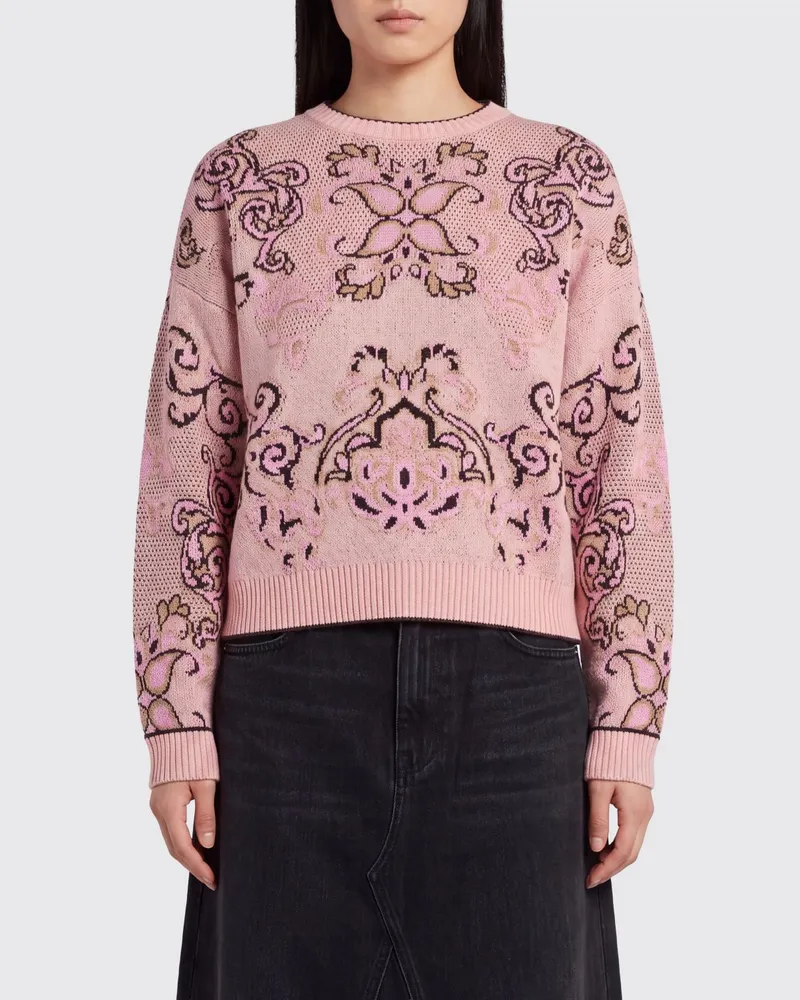 Twin-Set Pullover aus Woll-Kaschmir-Mischung mit Liberty-Blumenmuster Pink