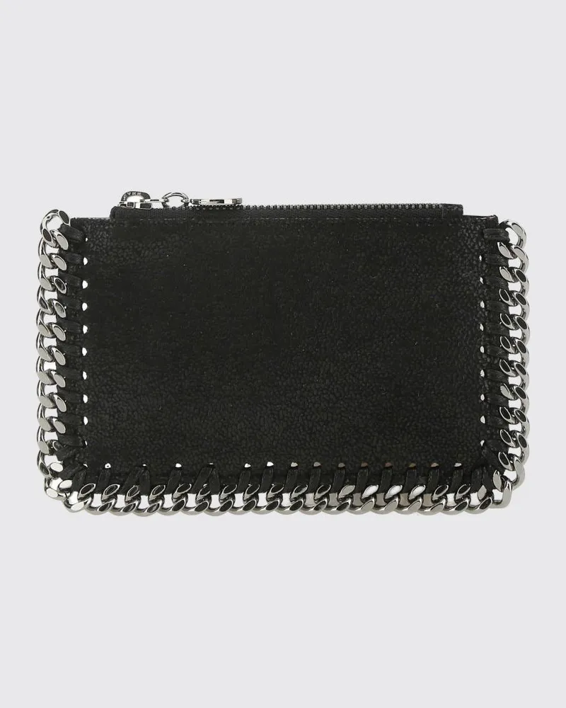 Stella McCartney Schwarzes Portemonnaie aus Polyester mit silberfarbenem Finish Schwarz