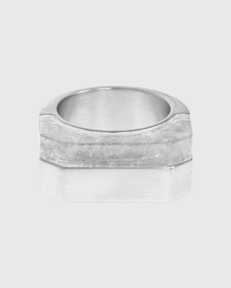 Rick Owens Hollywood Ring aus versilbertem Messing mit graviertem Logo Silber