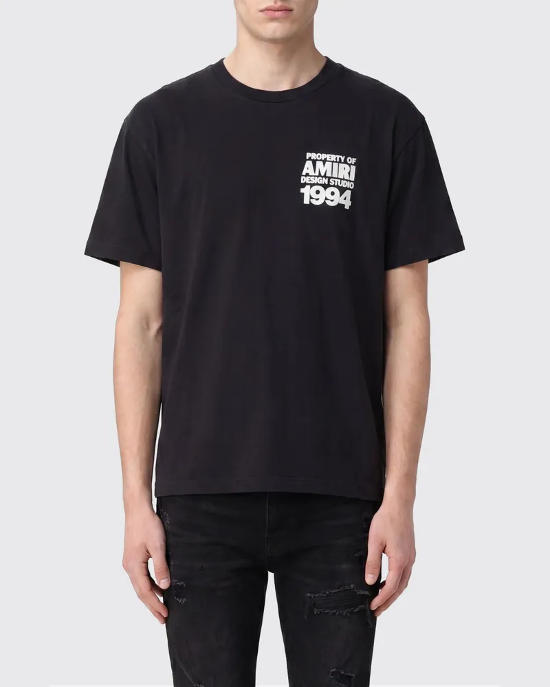 Amiri T-Shirt aus Baumwolle mit Kontrast-Logo und überschnittenen Schultern Grau