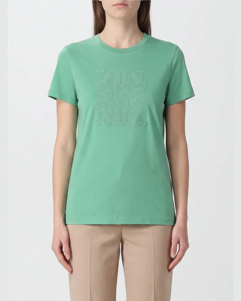 Max Mara Baumwoll-T-Shirt mit Logo Grün