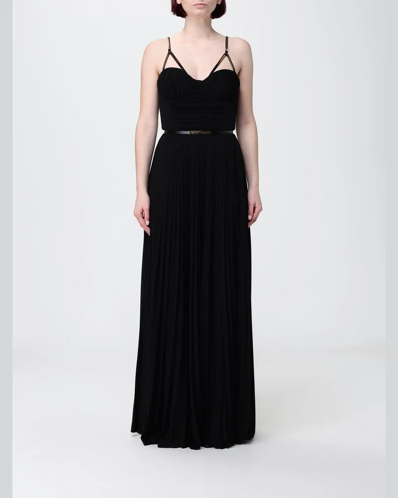 Elisabetta Franchi Plissiertes Lurex-Viskose-Maxikleid Schwarz