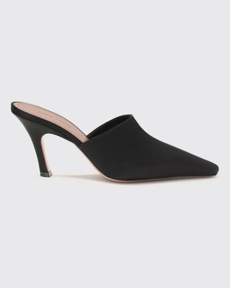 Amina Muaddi Jamie Mules aus Seidensatin Schwarz