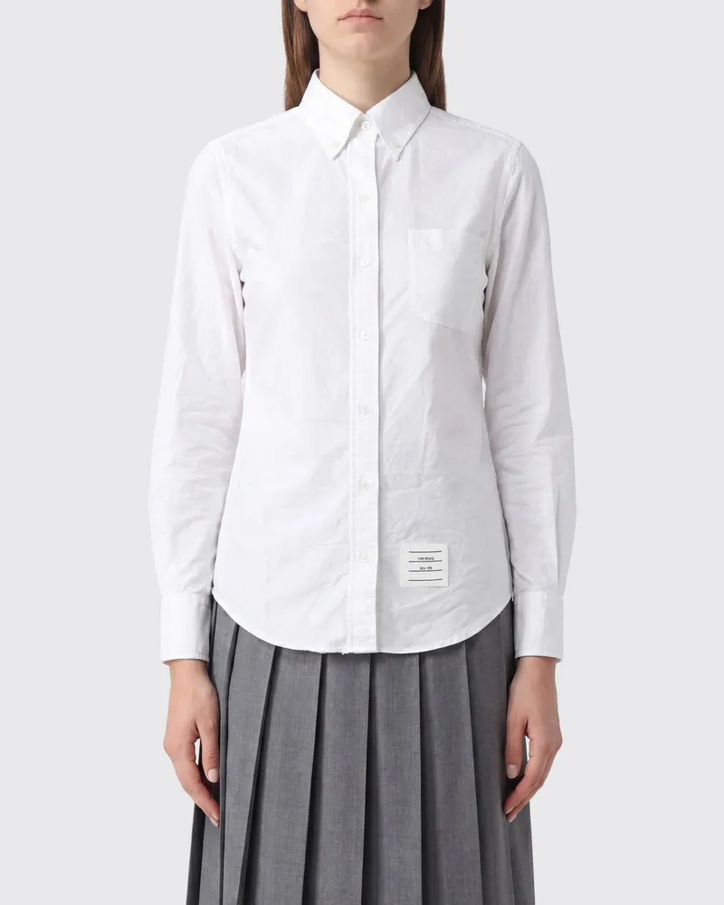 Thom Browne Slim-Fit-Hemd aus Baumwollpopeline mit Button-Down-Kragen Weiß