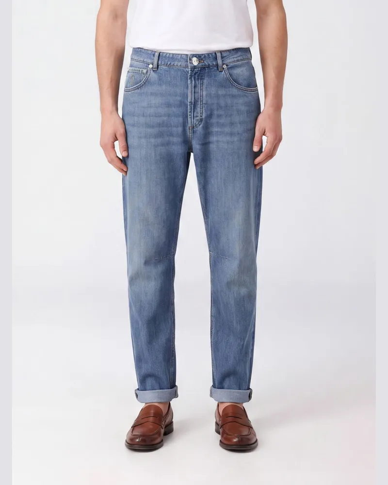 Brunello Cucinelli Straight Fit Five-Pocket-Jeans von aus Baumwolldenim Blau