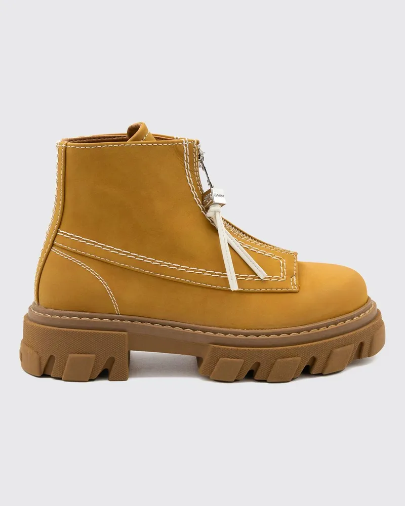 Ganni Niedrige Outdoor-Stiefeletten mit runder Kappe und Profilsohle Braun