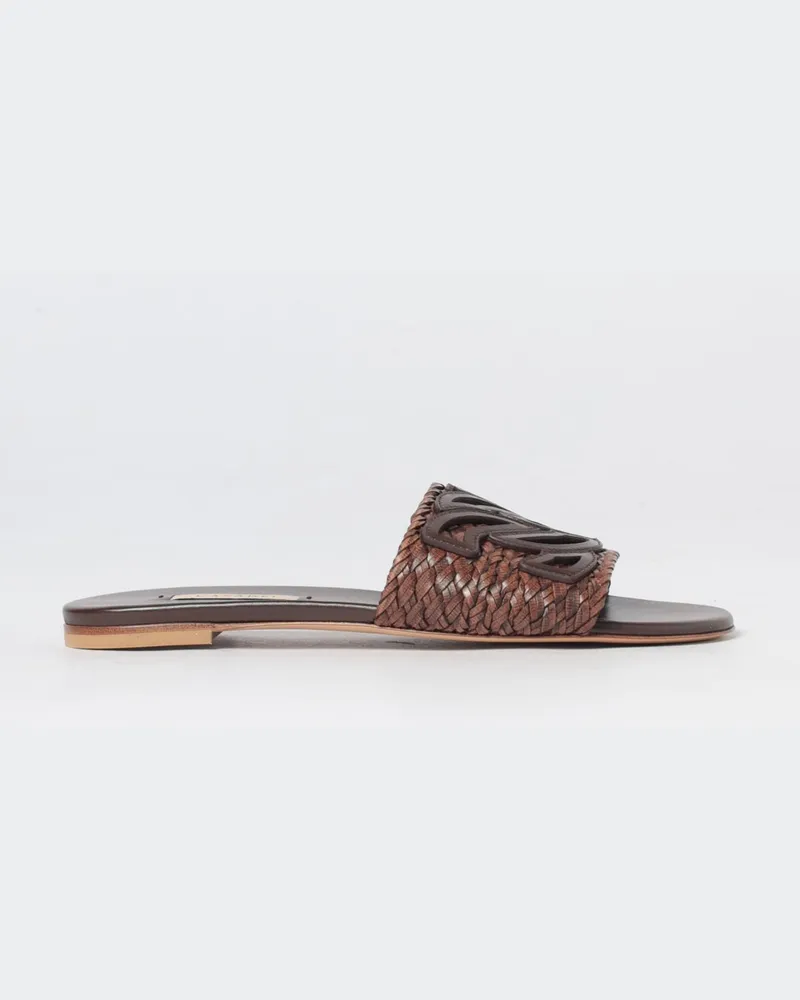 Casadei Ischia Sliders aus geflochtenem Leder Kakao