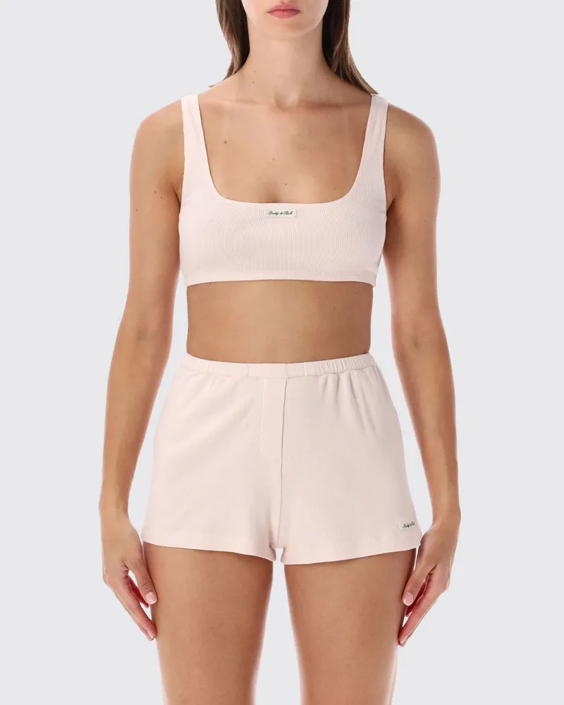 SPORTY & RICH SPORTY  RICH Cropped Slim-Fit-Top aus Stretch-Baumwolle von Sporty & Rich mit eckigem Ausschnitt Pink