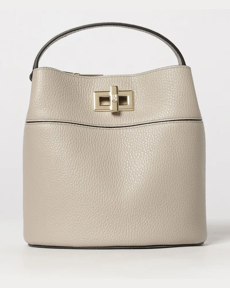 Furla Amelie Mini-Beuteltasche aus Leder mit Drehverschluss Grau