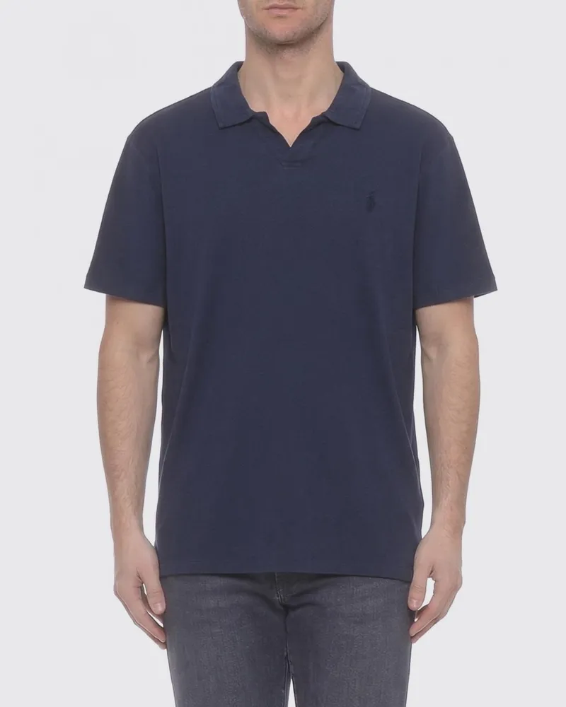 Ralph Lauren Polohemd aus Baumwolle und Leinen mit Logo Navy