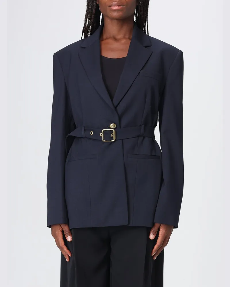Pinko Einreihiger Slim Fit Blazer aus Wollmischung mit Taillengürtel Blau