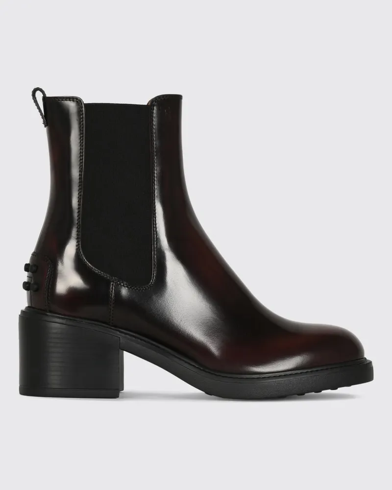 TOD'S T Timeless Chelsea-Stiefel aus gebürstetem Leder mit mittlerem Absatz Braun