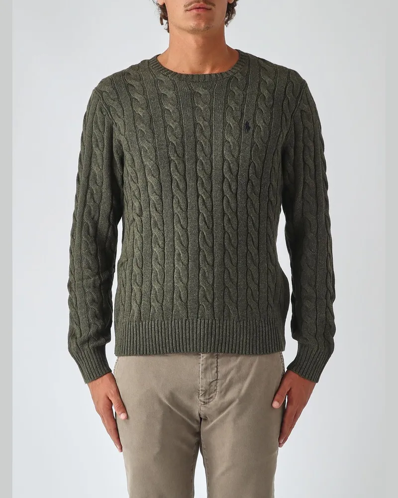 Ralph Lauren Baumwollpullover mit Rundhalsausschnitt und gesticktem Pony-Logo Olive