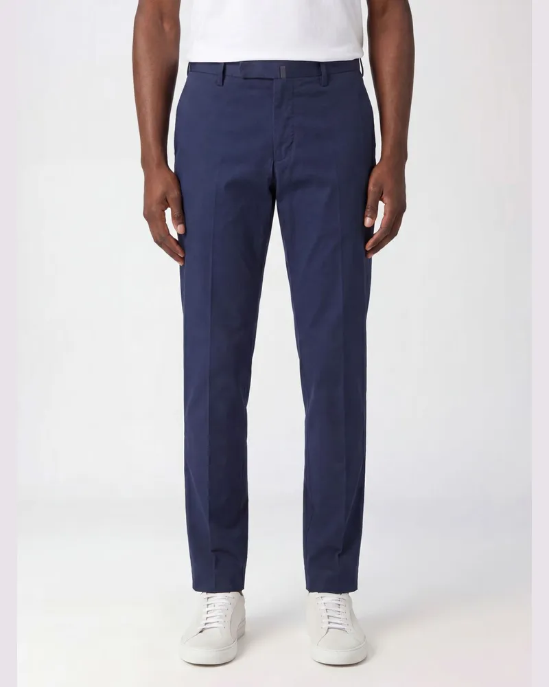 Incotex Slim-Fit Chino-Hose aus Stretch-Baumwolle mit dezentralem Verschluss Blau