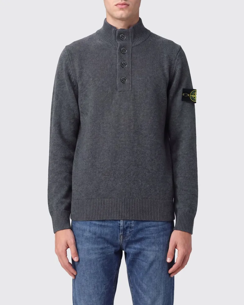 Stone Island Rollkragenpullover aus Schurwolle mit Compass-Logo-Patch Grau