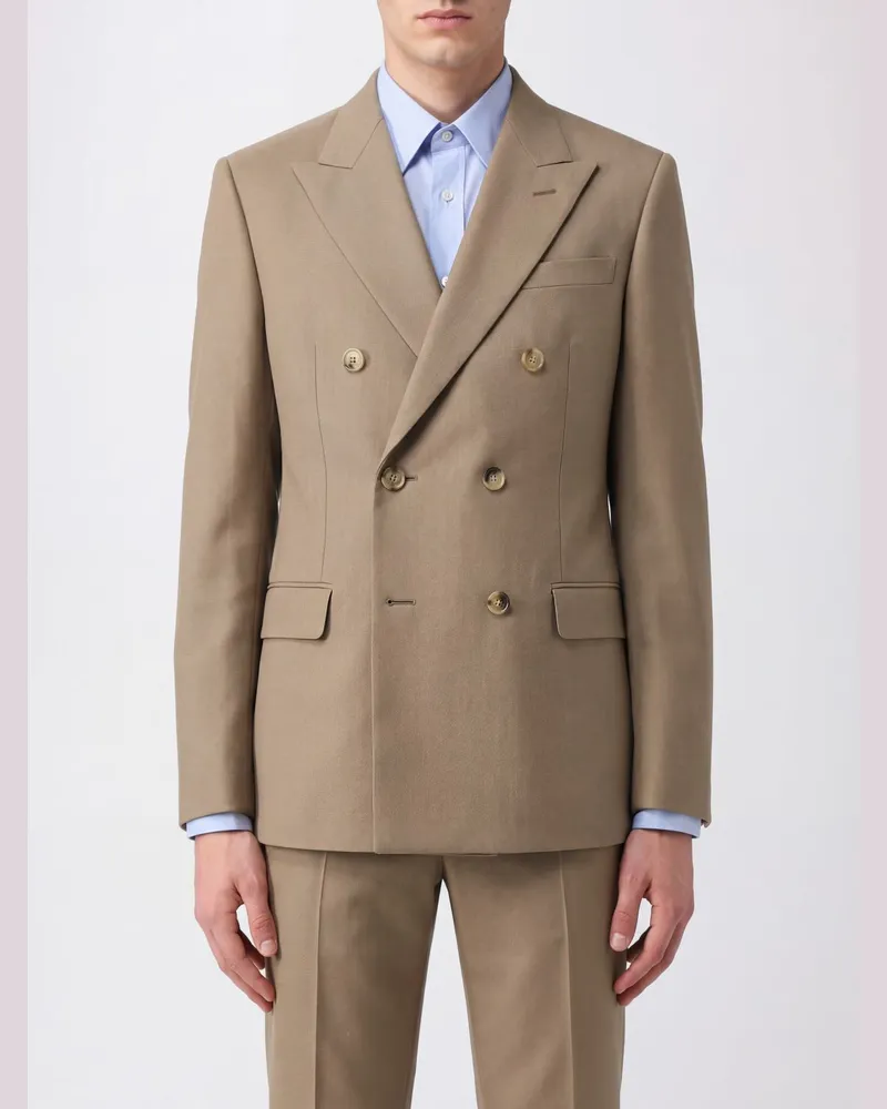 Valentino Garavani Zweireihiger Blazer aus reiner grauer Schurwolle Grau