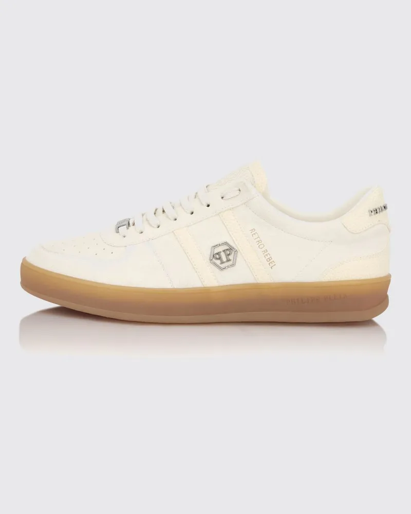 Philipp Plein Retro Rebel Wildleder-Sneakers Weiß