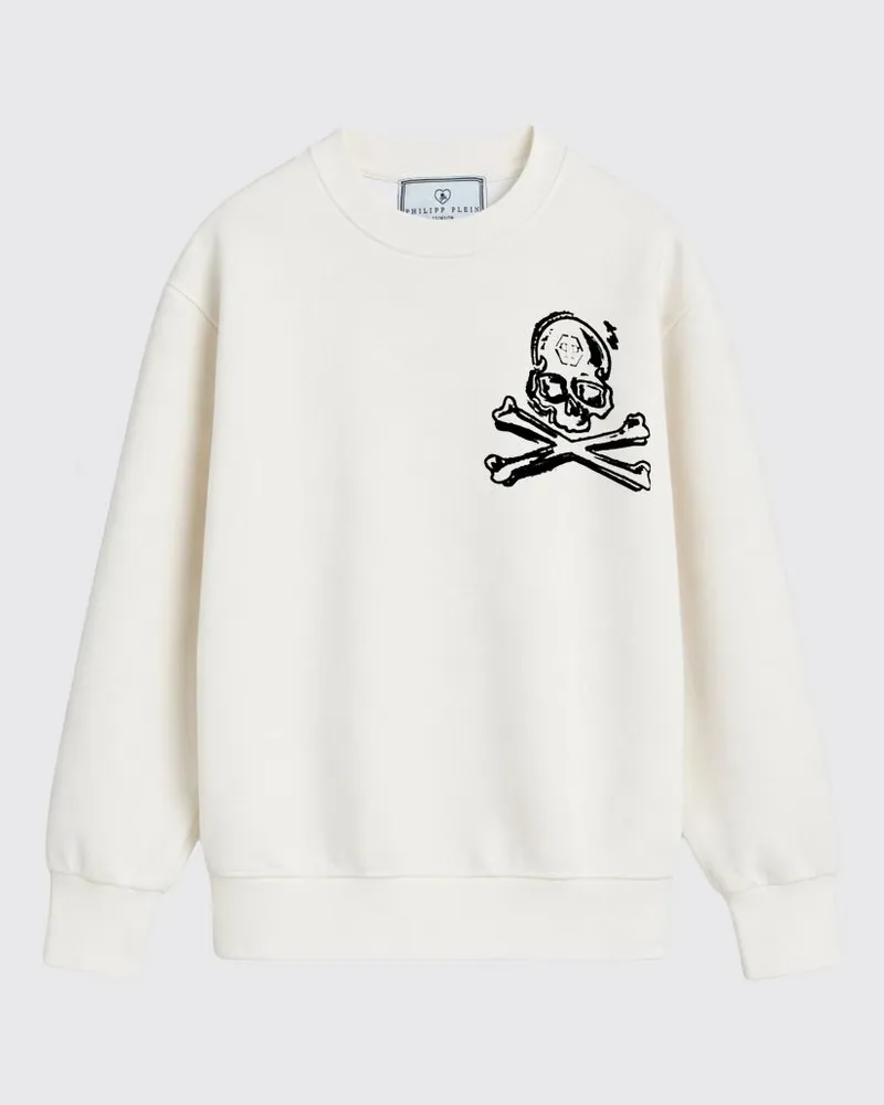 Philipp Plein Rundhals-Sweatshirt aus Baumwolle Beige