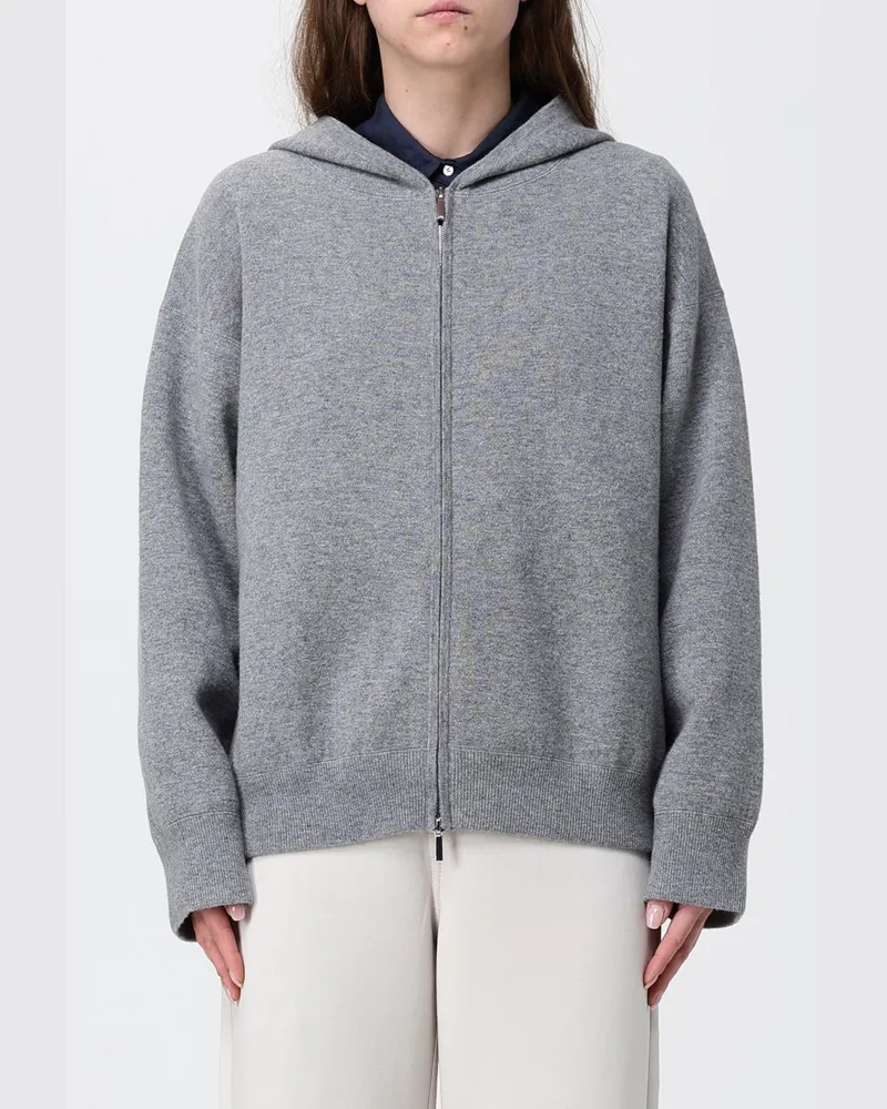 Max Mara Max Mara Kapuzenpullover aus Wolle und Kaschmir mit Logo Grau