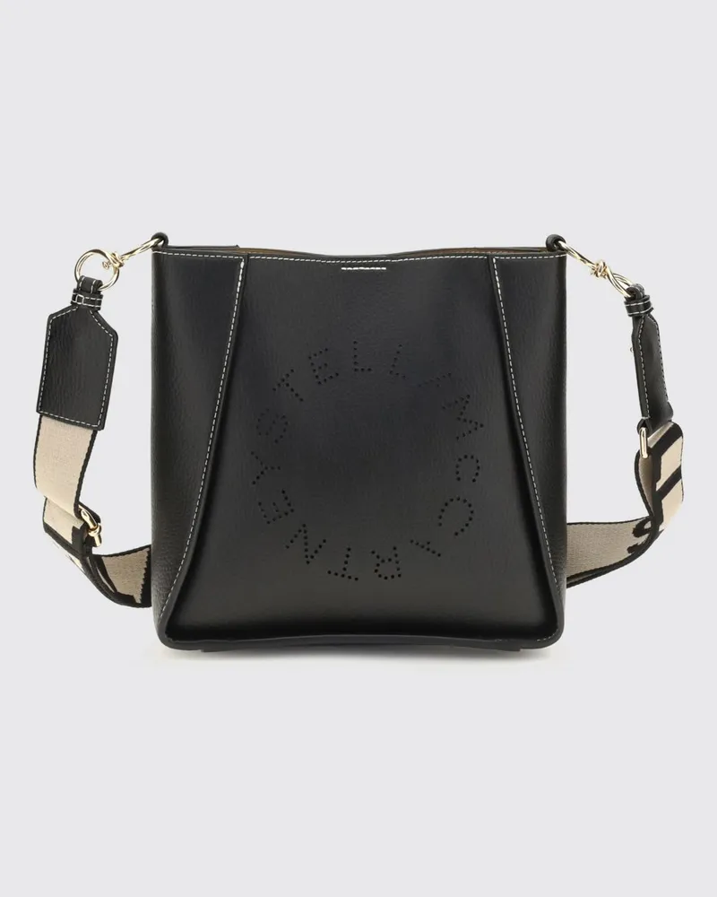Stella McCartney Umhängetasche aus Kunstleder mit perforiertem Logo Schwarz