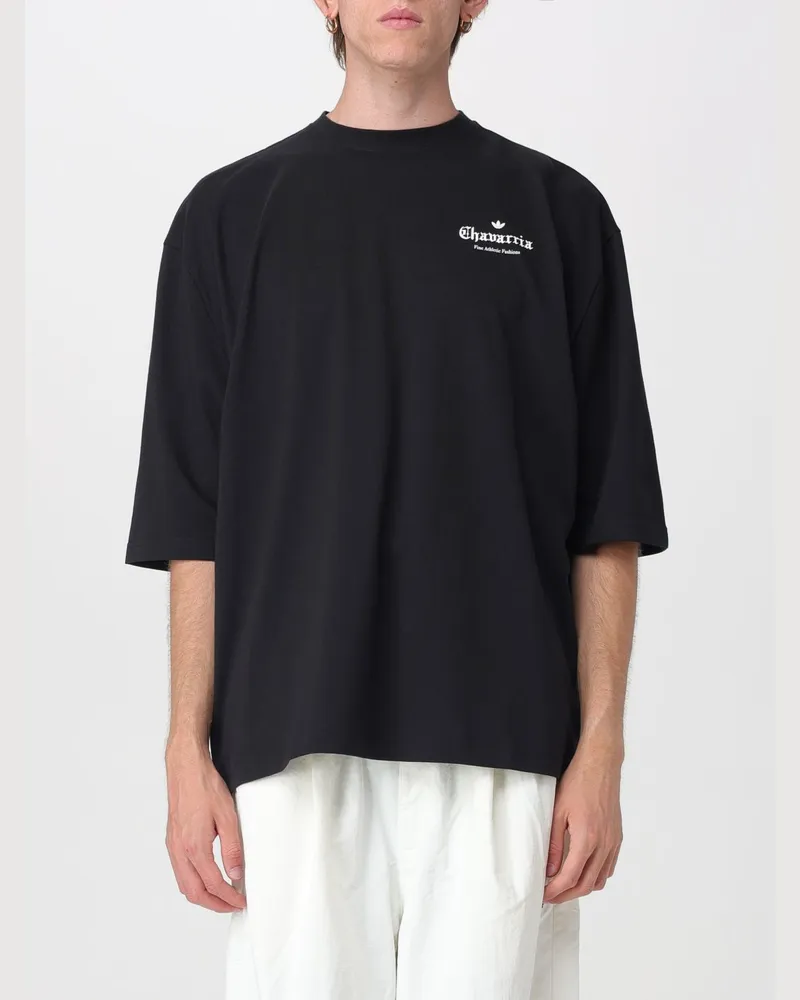 adidas Relaxed Fit T-Shirt aus Baumwolle mit Kontrastlogo Schwarz