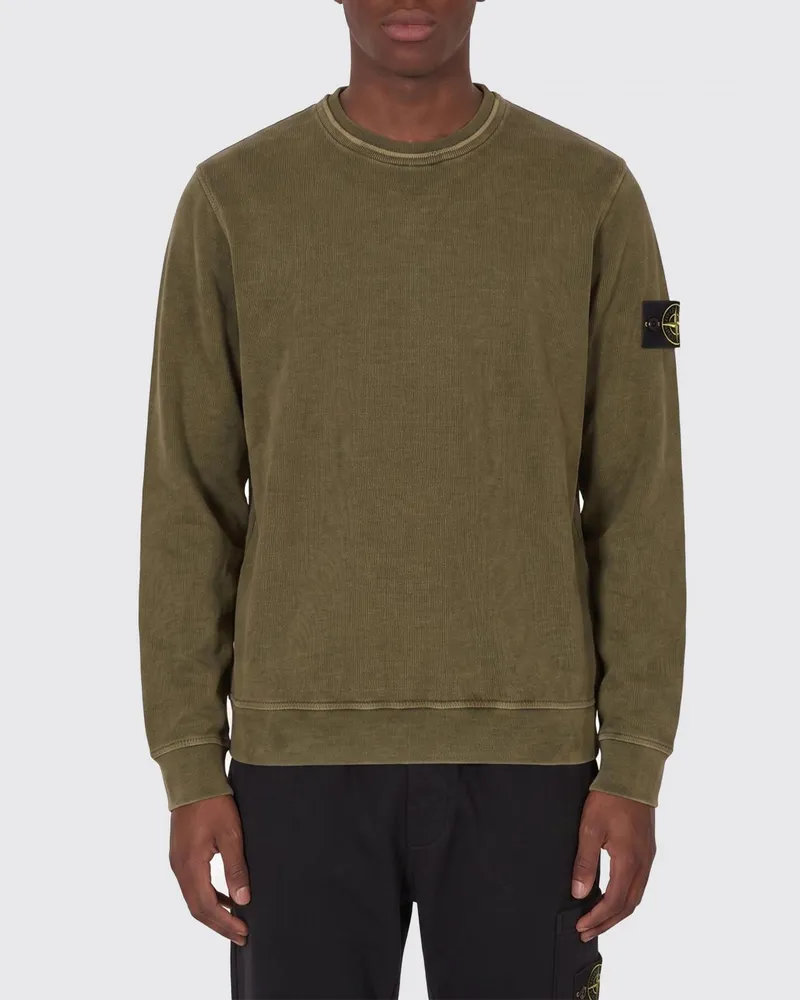 Stone Island Baumwoll-Rundhals-Sweatshirt mit Logo Grün