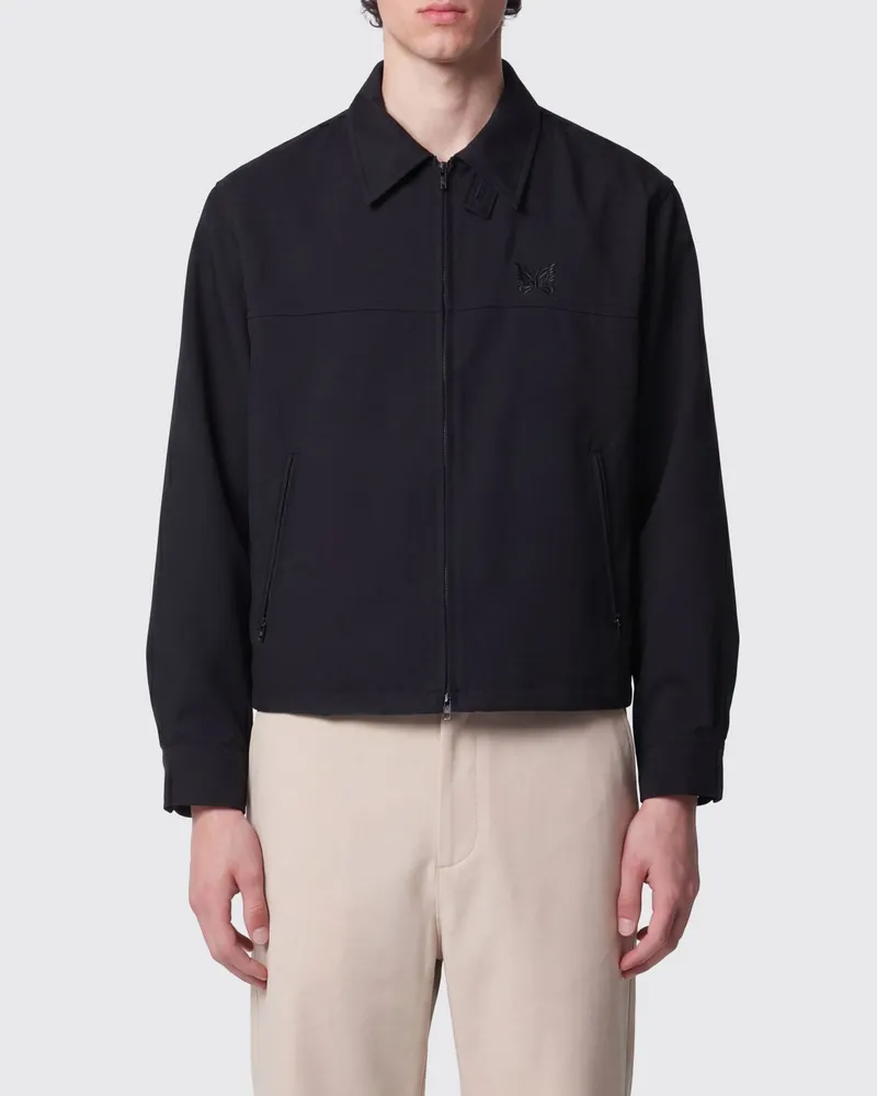 NEEDLES Overshirt aus Wollmisch-Twill mit Zwei-Wege-Reißverschluss Schwarz