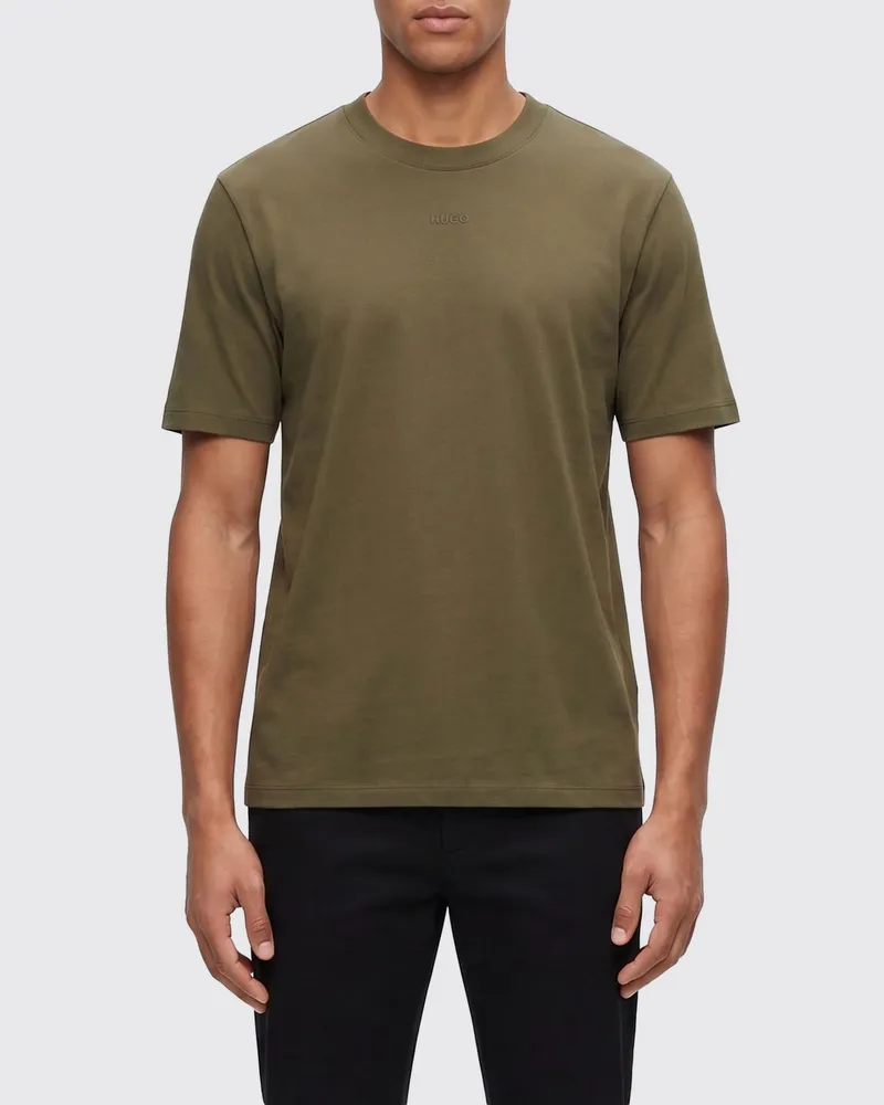 HUGO BOSS Slim Fit Baumwoll-T-Shirt mit Ton-in-Ton-Logo und Rundhalsausschnitt Grün