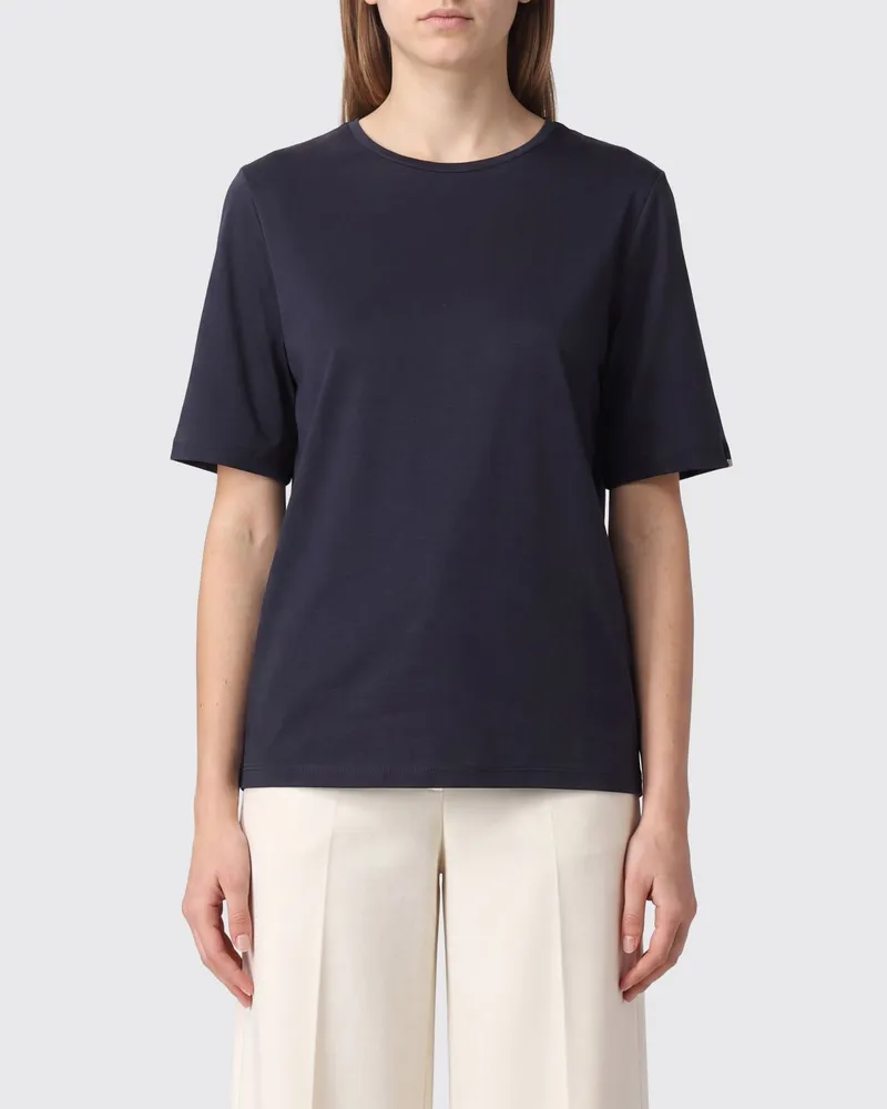 Herno Kurzarm-T-Shirt mit Rundhalsausschnitt aus reiner Baumwolle Blau