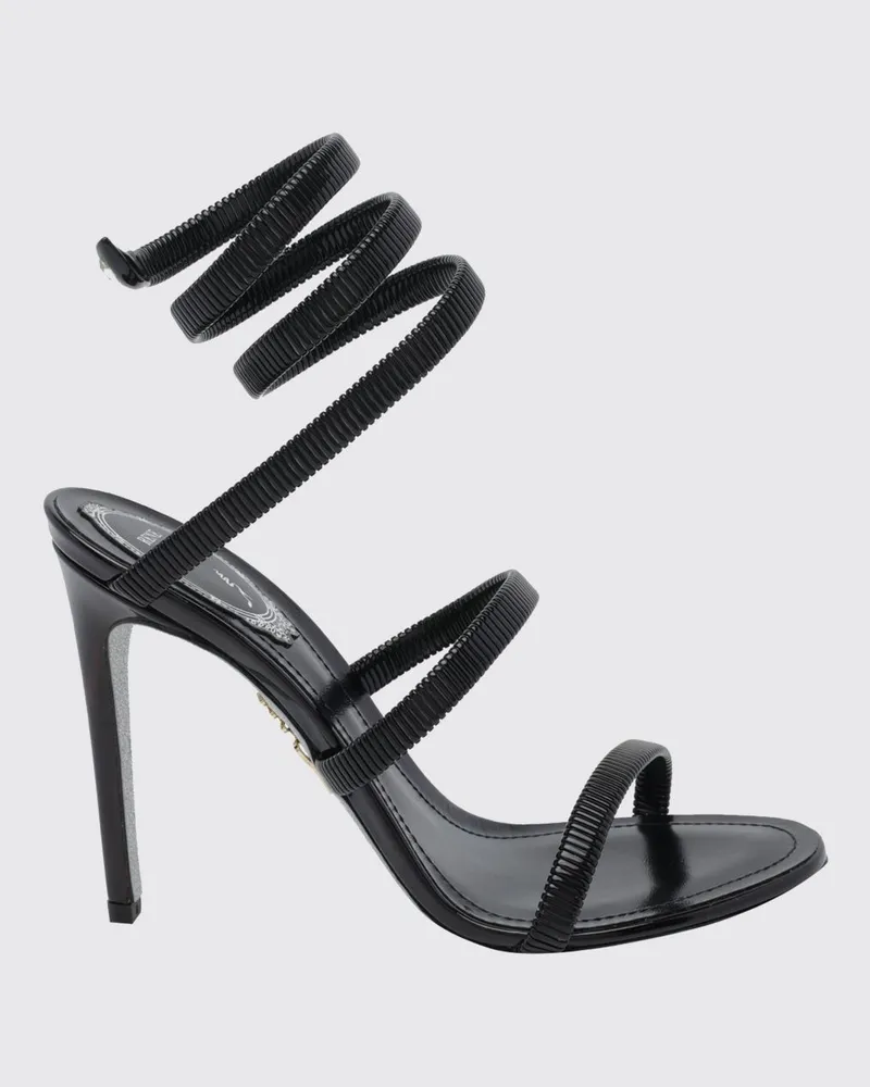 René Caovilla Juniper Stiletto-Sandalen mit ikonischem Schlangenriemen Schwarz